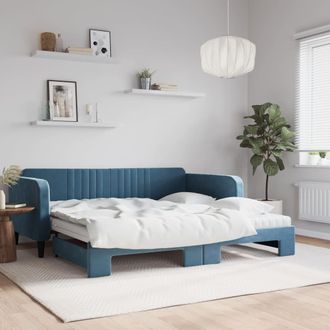 vidaXL Sof&aacute; Cama Nido Con Colch&oacute;n Terciopelo Azul 100x200 Cm Vidaxl