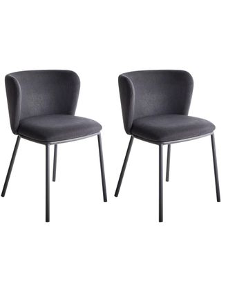 Beliani Conjunto de 2 sillas de comedor tela negro