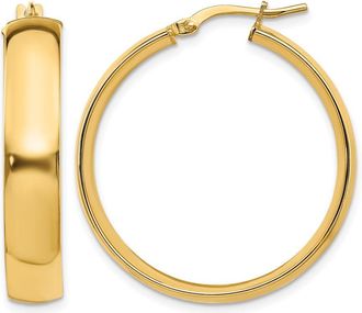 Diamond2Deal 14K Yellow Gold 6mm High Polished Round Hoop Earrings