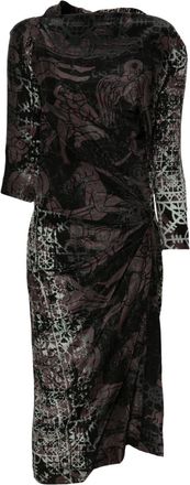 Vivienne Westwood 2014-2015 graphic-print midi dress - women - Viscose/Silk - 40 - Grey