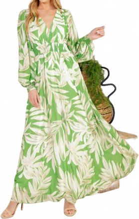 Flying Tomato Tropical Palm Leaf Maxi Dress In Green