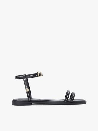 Tommy Hilfiger Leather Contrast Topstitch Flat Sandals
