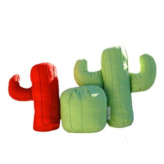 MX HOME Lote 3 cojines exterior cactus verde o rojo