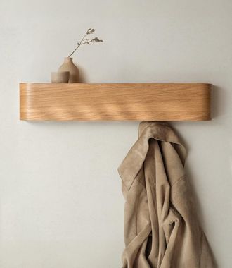 OEM Perchero De Pared De Madera Dise&ntilde;o Moderno Con Ganchos Ocultos Panel De Chapa De Madera Maciza Roble (52,7 Cm)