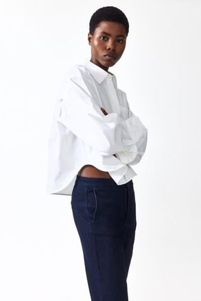 H&M Flared High Waist Ankle Jeans in Dark Denim Blue at Nordstrom, Size 12