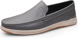 Generic Mens Dress Slip-on Classic Loafers Formal Shoes (Grey,5.5)