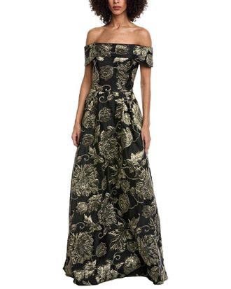 Rene Ruiz Off-The-Shoulder Jacquard Gown