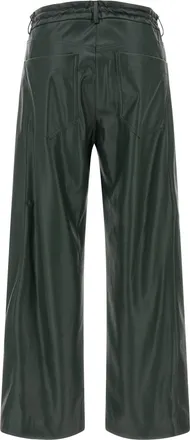 Nude Faux Leather Wide-Leg Trousers - Forest Green