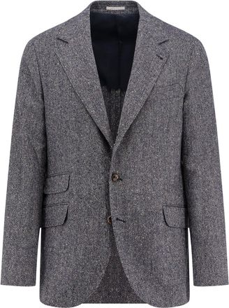 Brunello Cucinelli Herringbone Wool And Cashmere Blazer-Uomo