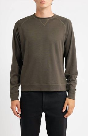 Scott Barber Lightweight Stretch Wool Blend Crewneck Top In Cocoa
