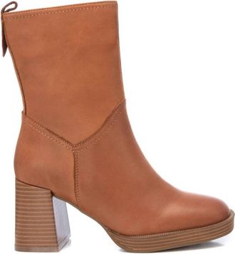 Xti Carmela Collection Leather Booties In Camel
