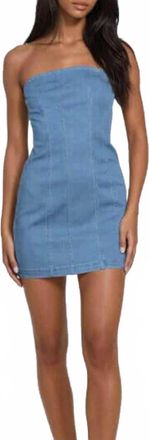 Naked Zebra Marah Strapless Mini Dress In Denim