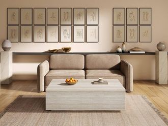 Vente-Unique Coffee Table With 2 Drawers In MDF - W120 Cm - Beige Travertine Effect