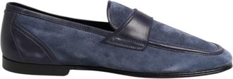 Dolce & Gabbana Blauw Su&egrave;de Lederen Instapschoenen Moccasins