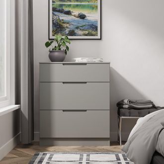 Lewis's Milan 3 Drawer Deep Chest in Dusk Grey - Ready Assembled - Lewiss Home | TJ Hughes