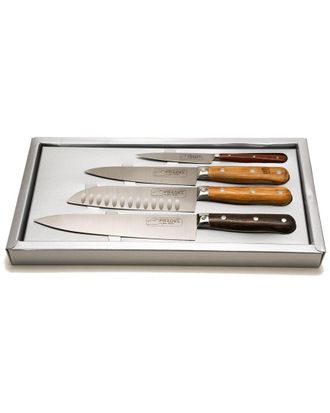 Jean Dubost Laguiole 4Pc Mixed Wood Kitchen Knives