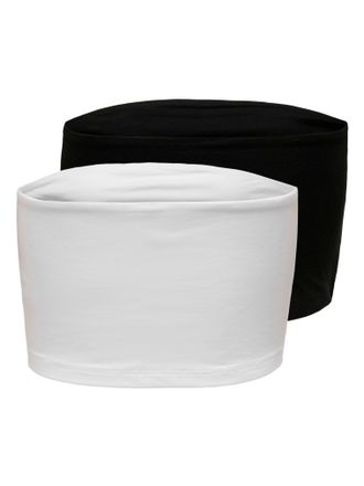 Only Crop-Top ONLY ONLLIVE LOVE TUBE 2PACK CROP TOP JRS, Damen, Gr. XXXL(46), schwarz-weiss (schwarz pack:wei&szlig;), Jersey, Obermaterial: 95% Baumwolle, 5% El