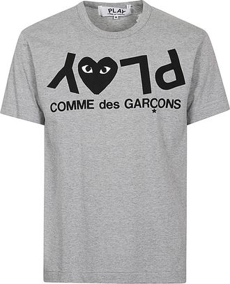 Comme Des Gar&ccedil;ons Grey Heart-embroidered Cotton T-shirt