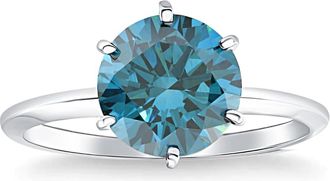 Pompeii3 2Ct Blue Diamond Solitaire Engagement Ring in 14k White or Yellow Gold Lab Grown