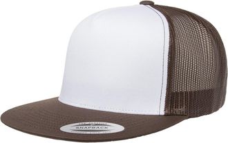 Flexfit Flexfit Yupoong Classic Two Tone Trucker Cap, White/Brown, One Size