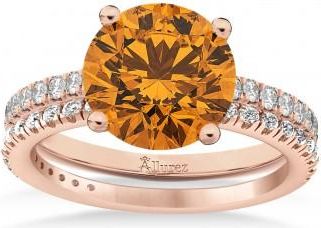 Allurez Citrine & Diamond Round-Set Semi-Eternity Bridal Set 14k Rose Gold (2.42ct)