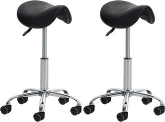 Clp Set De 2 Taburetes De Tabajo Reno En Polipiel Negro