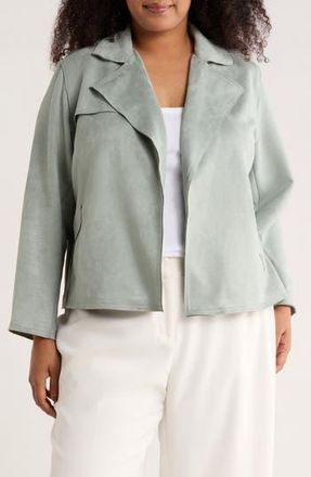 JANE + MERCER Faux Suede Open Front Jacket in Fresco Sage at Nordstrom Rack, Size 2 X