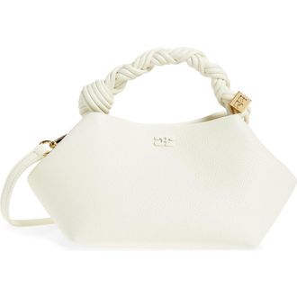 Ganni Small Bou Grained Faux Leather Top Handle Bag in Egret at Nordstrom