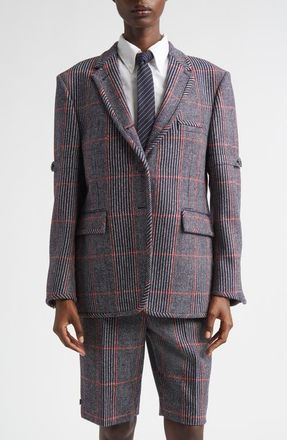 Thom Browne Oversize Hunting Tweed Sport Coat in 960 Check Hunting Tweed at Nordstrom, Size 10 Us