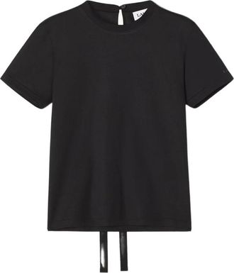 Lanvin Zwarte katoenen top met striksluiting - Dames - T-shirts - Zwart - S - Katoen - Tops