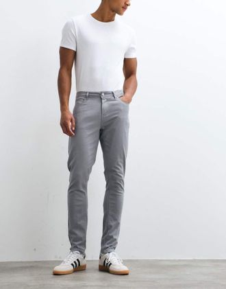 Capo pantaloni chino dritti in misto cotone grigio