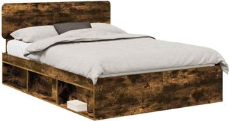 vidaXL Estructura De Cama Con Cabecera Roble Ahumado 140 X 190 Cm Vidaxl