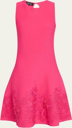 Teri Jon Sleeveless Lace-Trim Knit Dress