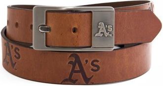 Eagles Wings Oakland Athletics Brandish Leather Belt in Brown at Nordstrom, Size 34