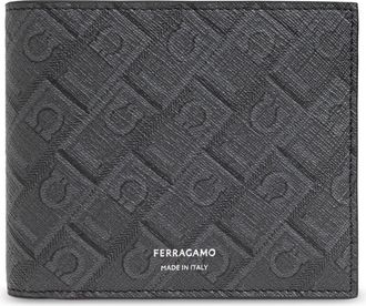 Ferragamo Monogram Portemonnee - Heren - Portefeuilles - Grijs - ONE Size - Leer - Accessoires