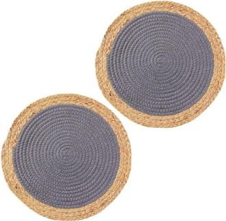 OEM 2 Cojines Aislantes Para Comedor, Mantel Individual De Lino Para Mesa De Comedor Fina, Posavasos Tejido, Calabaza, Hierba, Gris Oscuro, 20&times;20cm