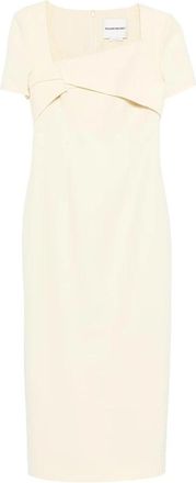 Roland Mouret Square-neck Twisted Midi Jurk - Dames - Casual kleedjes - Geel - L - Polyester - Kleedjes