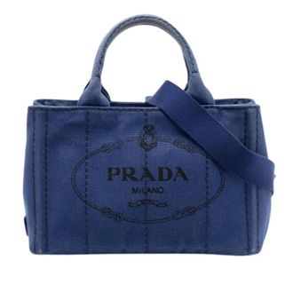 Prada Pre-owned Canvas Satchel - Dames - Pre-owned - Blauw - Maat: ONE Size