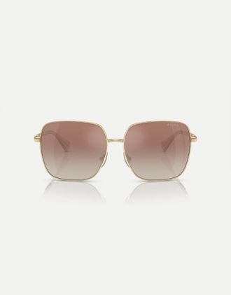Ralph Lauren occhiali da sole squadrati con lenti specchiate marroni in oro pallido lucido