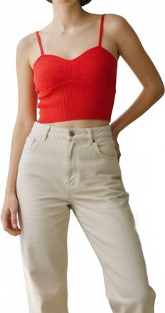 Autumn Cashmere Popcorn Stitch Rib Camisole In Tomato Red