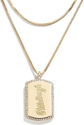 WEAR by Erin Andrews x Baublebar Pittsburgh Pirates Dog Tag Necklace in Gold at Nordstrom