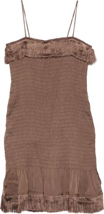 By Malene Birger Valia mini-jurk met franje - Bruin