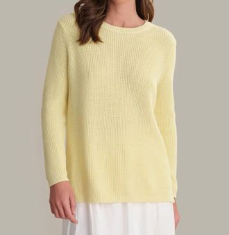 525 america Crewneck Shaker Stitch Cotton Sweater In Lemon Icing