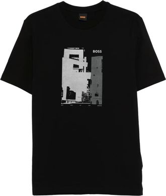 BOSS T-shirt met grafische print - Zwart