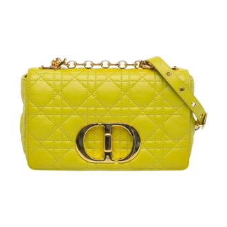 Dior Pre-owned Small Calfskin Cannage Caro Bag - Dames - Pre-owned - Geel - Maat: ONE Size Leer