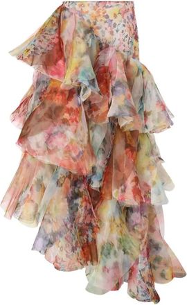 Zimmermann Midi Dresses, female, Multicolor, Size: S Luna Fanned Maxi Skirt
