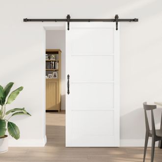 Berkfield Home Sliding Door with Hardware Set White 86x198.5 cm Solid Wood Pine