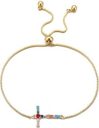 Adornia Mixed Crystal Initial Chain Bracelet in Gold-T at Nordstrom Rack