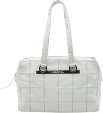 Chanel Pre-owned Quilted Caviar Leather Shoulder Bag - Dames - Vintage Shopper - Wit - ONE Size - Leer - Vintage