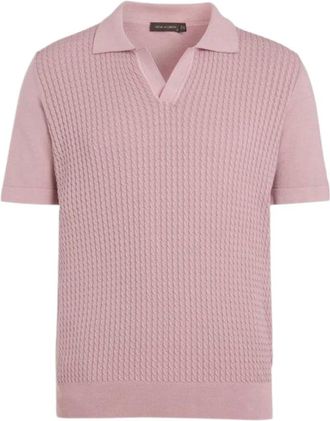 Oscar Jacobson Alf Bomuld Polo Skjorte - Heren - V-hals truien - Roze - M - Katoen - Truien & Vesten